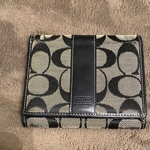 Coach Monogram Black and Cream Wallet
